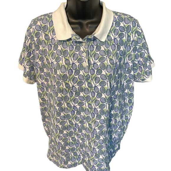 Lands End Tennis Athletic Print Casual Classic Fit Polo Sz 14/16 - Picture 1 of 6